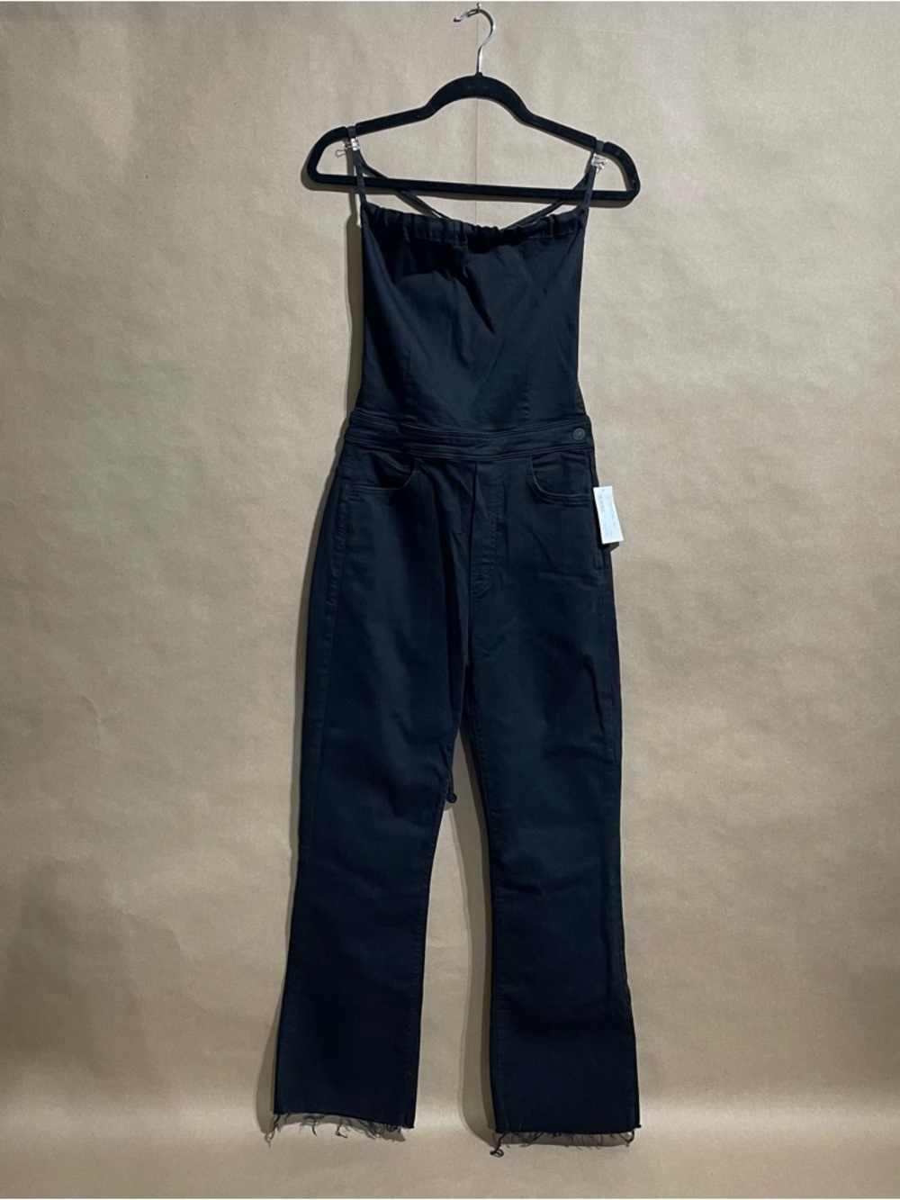 NWT MOTHER The Tie Back Hustler Ankle Fray Jumpsuit sz 27 Not Guilty